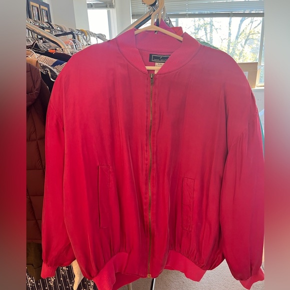 Vintage Daniel Hechter Luxe Silk Bomber Jacket M Raspberry Pink - Picture 2 of 16